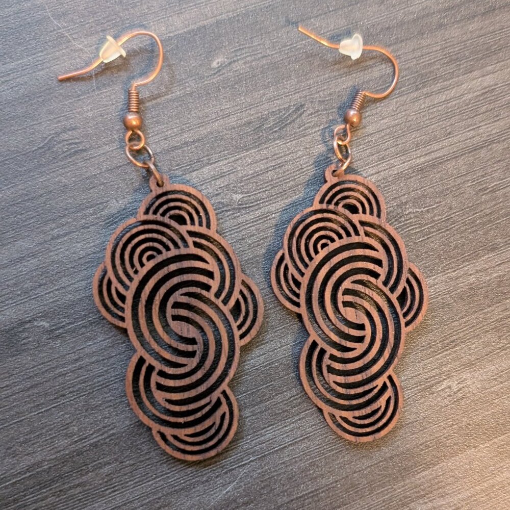 Wooden spiral earrings